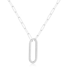 Load image into Gallery viewer, Oval Necklace Moissanite Open Bar Pendant Necklace Sterling Silver Moissanite Pendant  - FineColorJewels