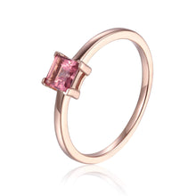 Load image into Gallery viewer, Rose Gold Plated Pink Tourmaline Square Shaped Solitaire Ring