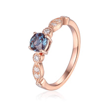 Load image into Gallery viewer, Rose Gold Plated Created Alexandrite Round cut Ring
