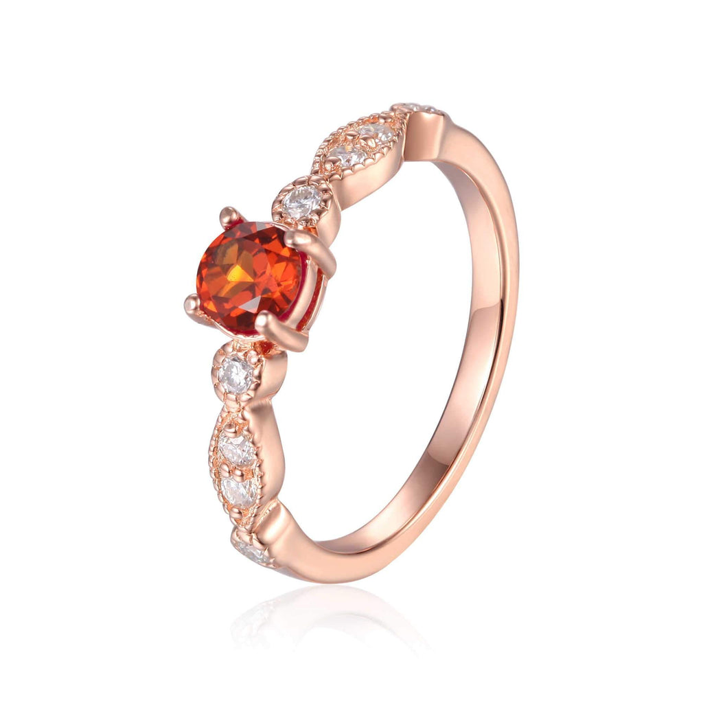 Genuine Spessartite Garnet Ring in Rose Gold Plated Sterling Silver