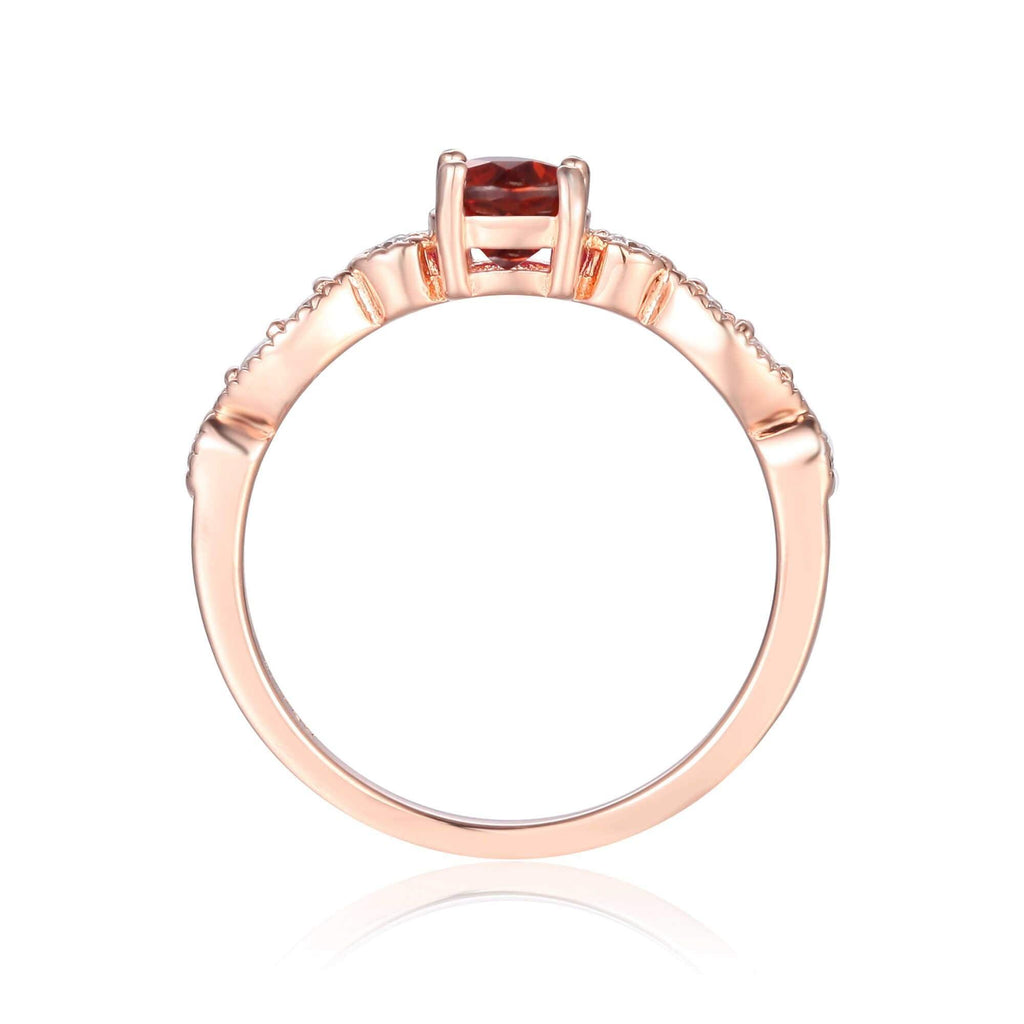 Rose Gold Plated Spessartite Garnet Round cut Ring