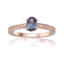 Load image into Gallery viewer, Sterling Silver Oval Shaped Created Alexandrite Solitaire Ring