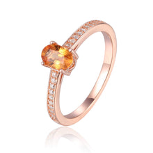 Load image into Gallery viewer, Sterling Silver Oval Shaped Spessartite Garnet Solitaire Ring, Spessartite Garnet Solitaire Ring with Accents 