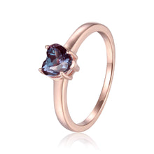 Load image into Gallery viewer, Heart shape solitaire ring on a budget, color changing gemstone