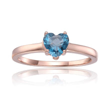 Load image into Gallery viewer, Sterling Silver Heart Shaped Blue Topaz Solitaire Ring, Blue Topaz Solitaire Heart Ring