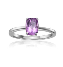Load image into Gallery viewer, Genuine Amethyst Solitaire Ring 0.85 ct Cushion Cut Amethyst Minimalist Ring, Party Wear Cocktail Ring Jewelry, Gift For mom Grandma