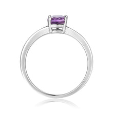 Load image into Gallery viewer, Sterling Silver Ocatogon Cut Purple Amethyst Solitaire Ring