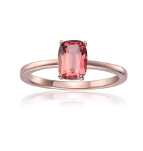Load image into Gallery viewer, Barbie Inspired Cushion cut Solitaire Ring, rose gold plated Sterling Silver ring, Brilliant Pink Tourmaline Stone