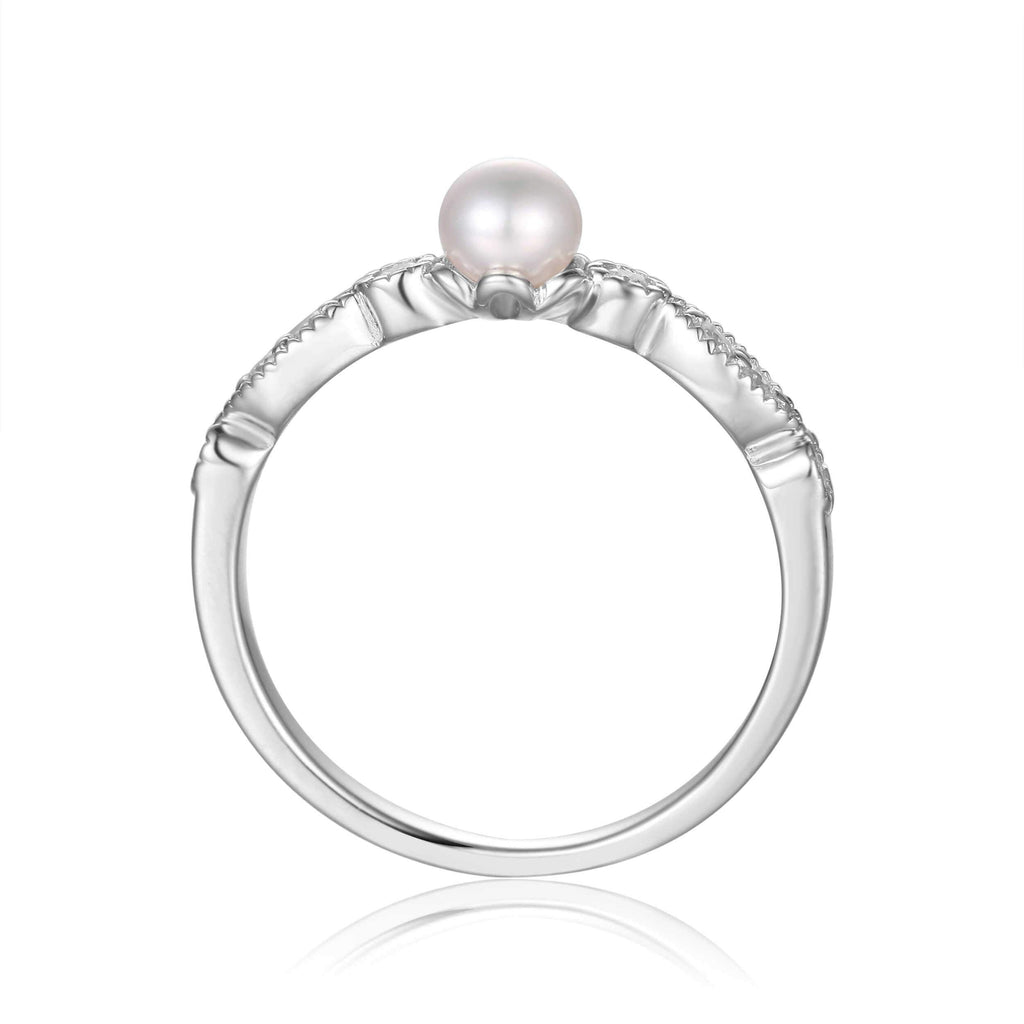 Pearl round solitaire ring, gift for her, engagement ring, wedding ring design