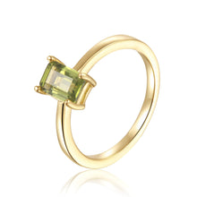 Load image into Gallery viewer, Gold Plated Silver Solitaire Peridot Ring - FineColorJewels