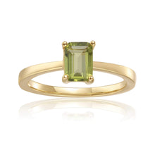 Load image into Gallery viewer, Gold Plated Silver Solitaire Peridot Ring- FineColorJewels