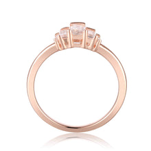 Load image into Gallery viewer, White Topaz Gemstone Ring Rose Gold Plated Sterling Silver Sparkling Baguette Diamond Ring- FineColorJewels