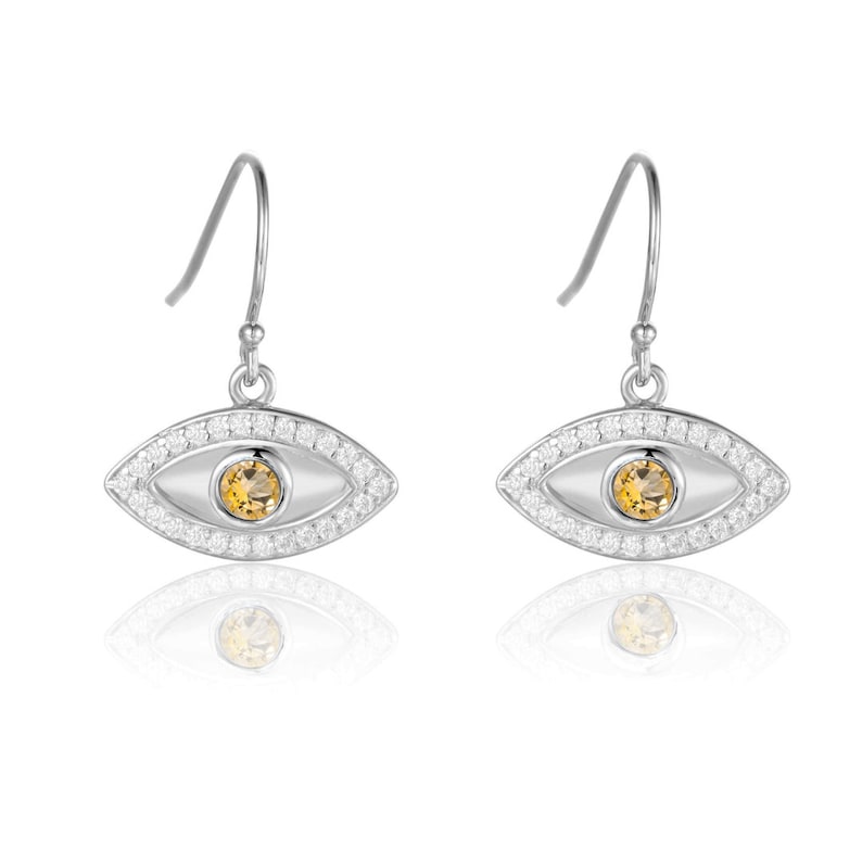 Natural Citrine Evil Eye Earrings