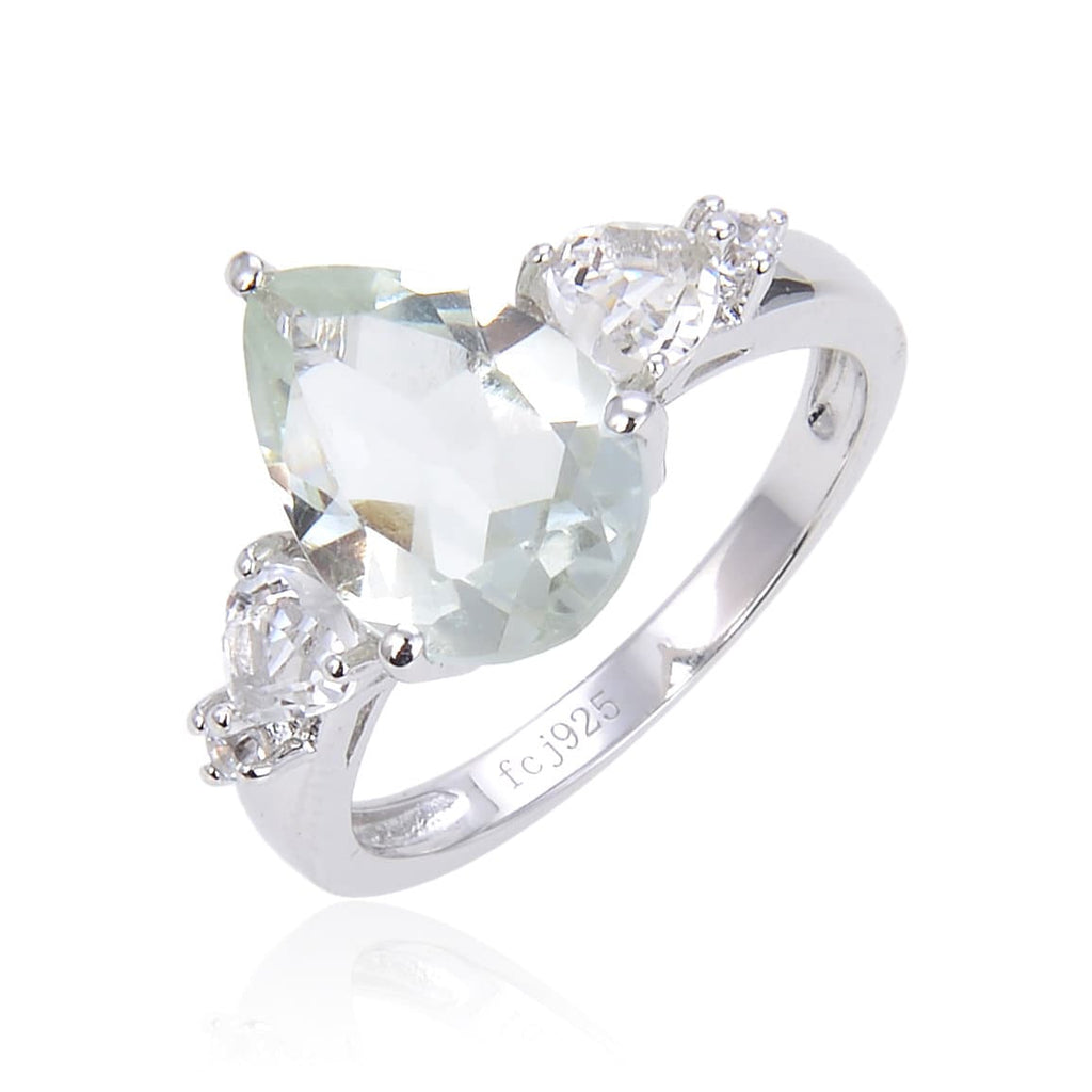 Green Amethyst Teardrop Ring