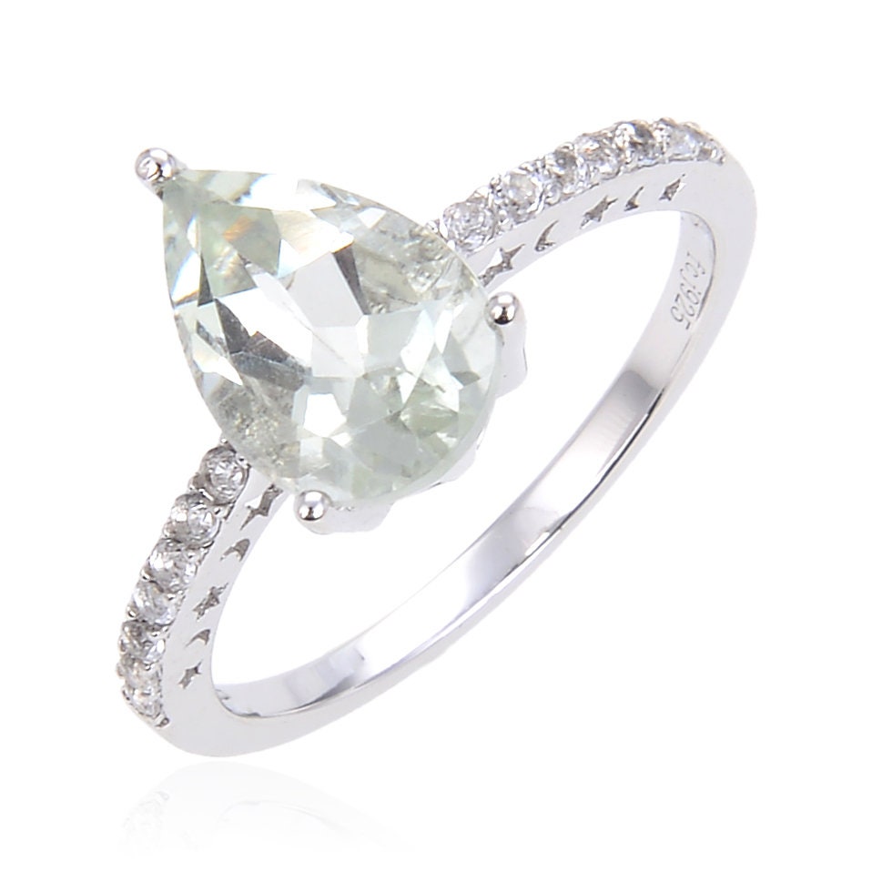 Green Amethyst Pear Ring