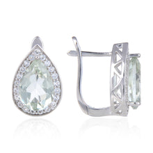 Load image into Gallery viewer, Green Amethyst Oval Earrings Fine Color Jewels 925 silver earrings, amethyst earrings, best gift for girls, best gift for women, Bridesmaid Gifts, Christmas gift, first time mom gift, gemstone earrings, gift for her, Gift for Mom, gift for women, gift from daughter, green amethyst earring, green stone earrings, Jewelry Gift for her, Jewelry Gift For Women, light green earrings, Mother&#39;s Day Gift, New Year gift, pear shape earrings, teardrop earrings, unique amethyst, unique earring, Valentine&#39;s Day gift