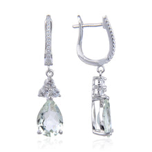 Load image into Gallery viewer, Green Amethyst Drop Earrings Fine Color Jewels 925 silver earrings, amethyst earrings, best gift for girls, best gift for women, Birthstone gift, Christmas gift, dangle amethyst, dla-dm-discount-all-154898, gemstone earrings, genuine amethyst, gift for her, Gift for Mom, gift for women, gift from daughter, green stone earrings, Jewelry Gifts for Her, light green earrings, minimalist earrings, Mother&#39;s Day Gift, teardrop earrings, Valentine&#39;s Day gift