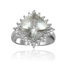 Load image into Gallery viewer, Green Amethyst Cushion Halo Ring Fine Color Jewels affordable rings, amethyst rings, best gift for girls, best gift for women, Christmas gift, dla-dm-discount-all-154898, gift for her, Gift for Mom, gift for women, gift from daughter, Green Halo Ring, green silver rings, green stone ring, Mother&#39;s Day Gift, New Year gift, Silver Halo Ring, Valentine&#39;s Day gift, white topaz rings