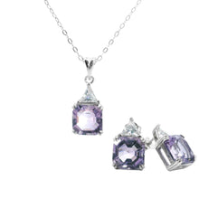 Load image into Gallery viewer, Natural Amethyst Jewelry Set Fine Color Jewels Amethyst Necklace and Earrings Set, Amethyst Octagon Pendant Necklace, Amethyst Solitaire Necklace, Amethyst Stud Earrings, best gift for girls, best gift for women, Christmas gift, dla-dm-discount-all-154898, February Birthstone Jewelry, gift for her, Gift for Mom, gift for women, gift from daughter, Healing Gemstone Pendant, Natural Amethyst Jewelry Set, New Year gift, Purple Gemstone Jewelry, Sterling Silver Amethyst Jewelry, Valentine&#39;s Day gift