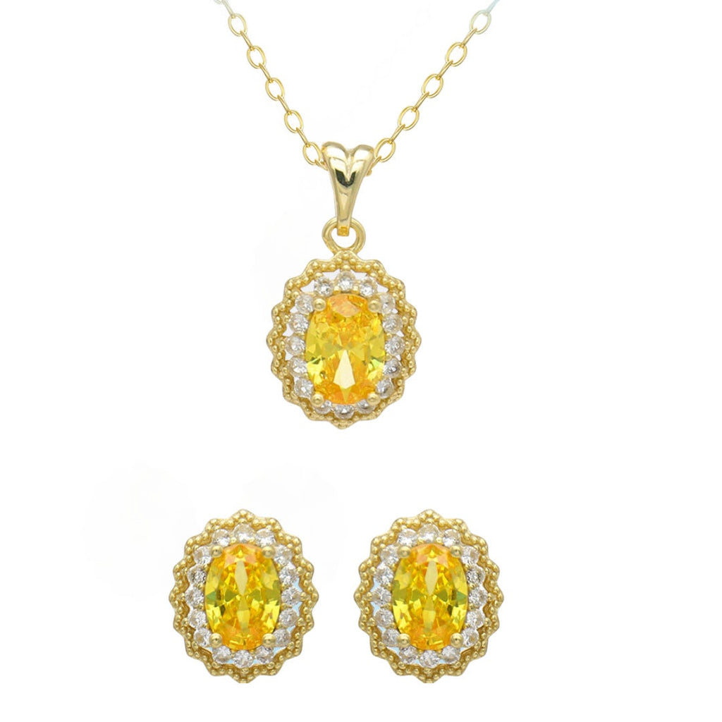 Natural Yellow Citrine Jewelry Set