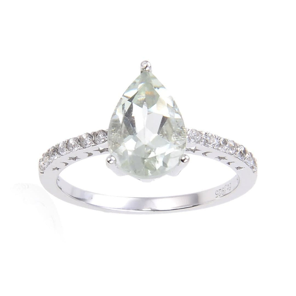 Green Amethyst Pear Ring