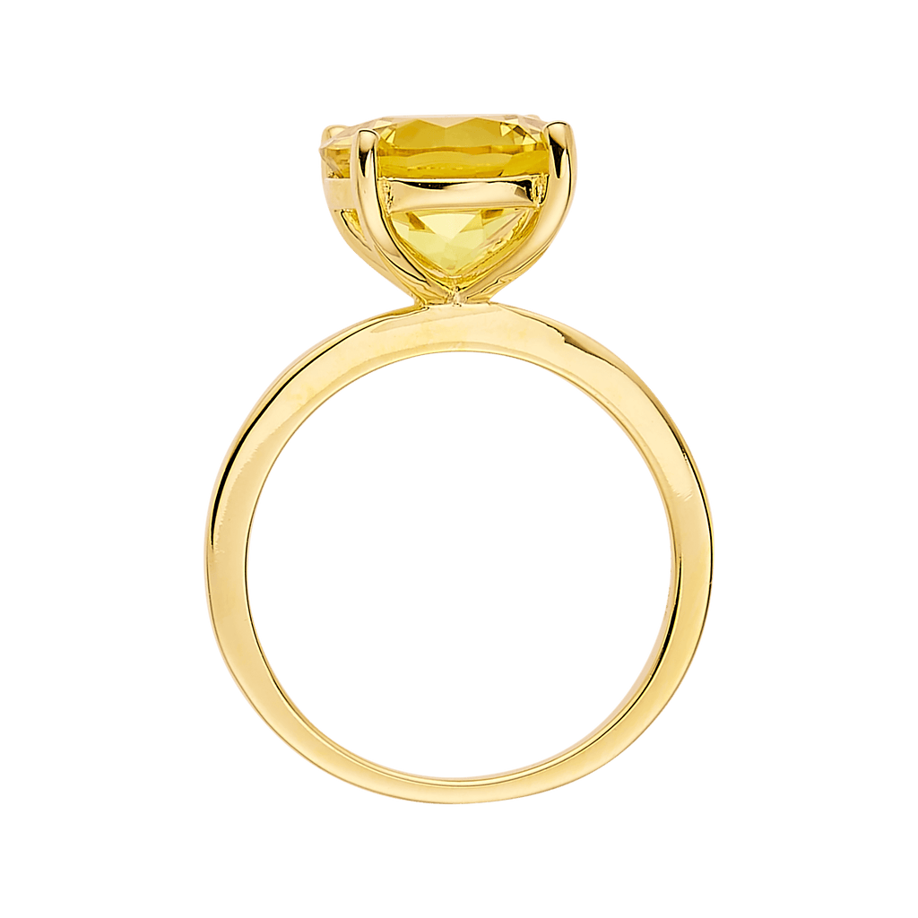 Yellow Diamond Engagement Ring 18K Yellow Gold Plated Silver Proposal Ring  - FineColorJewels
