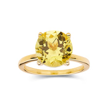 Load image into Gallery viewer, Canary Yellow Sapphire Ring Yellow Diamond Engagement Ring 18K Yellow Gold Plated Silver Proposal Ring Gifts For Women Yellow Cocktail Ring - FineColorJewels