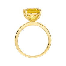 Load image into Gallery viewer, Yellow Diamond Engagement Ring 18K Yellow Gold Plated Silver Proposal Ring  - FineColorJewels
