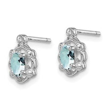 Load image into Gallery viewer, Aquamarine and Diamond Button Earrings
