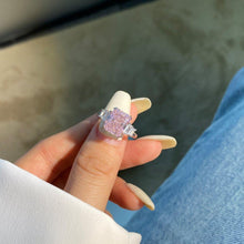 Load image into Gallery viewer, Pink Zircon Ring Radiant Pink Cocktail Ring Pink Cz Ring Zircon Engagement Ring - FineColorJewels