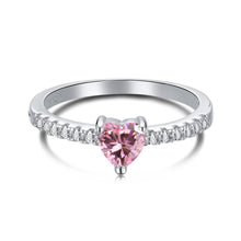 Load image into Gallery viewer, Pink Zirconia Ring Pink Cz Gemstone Heart Shaped Ring 925 Sterling Silver Princess Pink Ring Promising Ring Valentines Day gift For Women - FineColorJewels