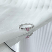 Load image into Gallery viewer, rings for women pink rings for women engagement rings best gift for women gift for women pink heart ring Anniversary Ring best ring gift affordable ring silver pink ring pink princess ring heart shape ring promise ring - FineColorJewels