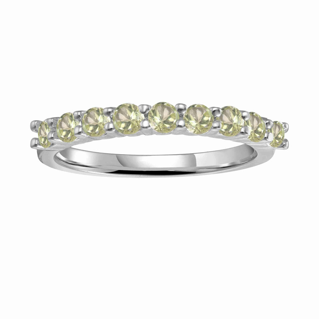 Green Stack Ring Green Peridot Half Eternity Ring - FineColorJewels