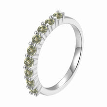 Load image into Gallery viewer, Stackable Sterling Silver Round Peridot Ring - FineColorJewels